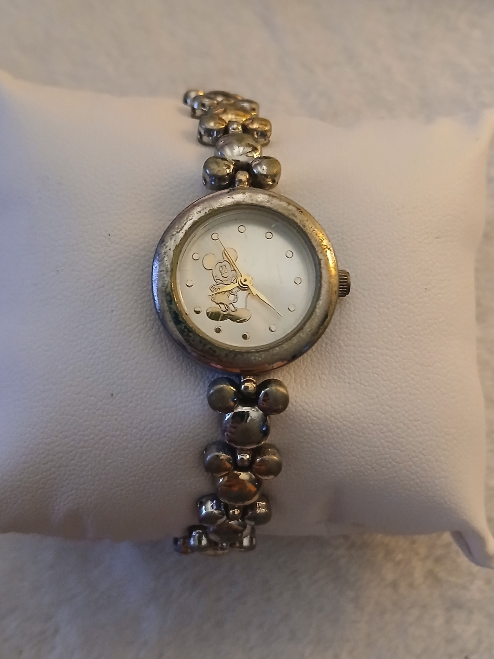 Vintage DISNEY Mickey Mouse Silver & Gold Tone Women's Bracelet Watch